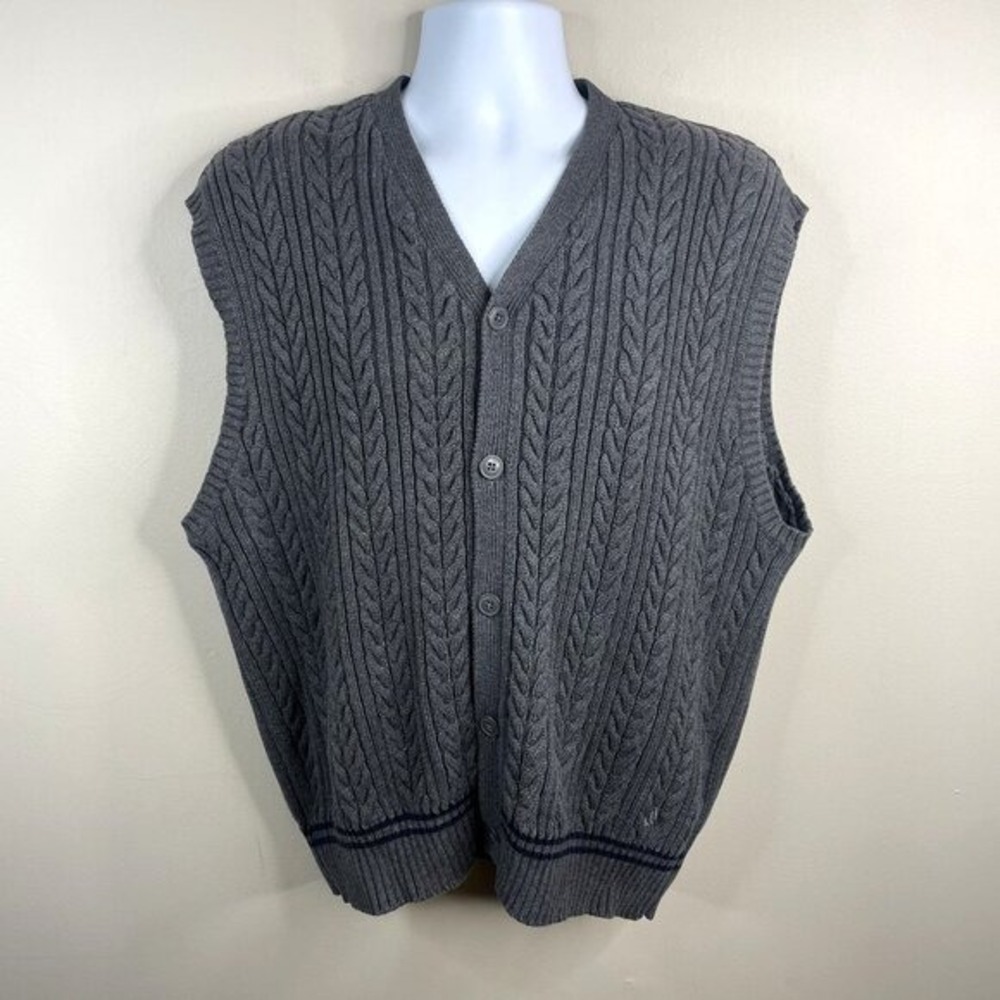 Vintage Old Money Chunky Cable Knit Sweater Vest XLarge Preppy Indie Ivy